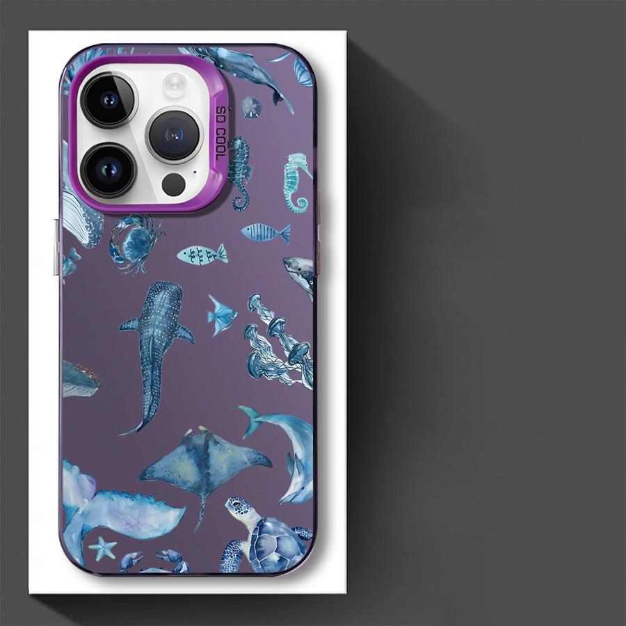 Colorful Silver Marine Organisms Phone Cover Case for iPhone 17 Pro Max 13 11 Air 14 Plus 16 15 12 Pro