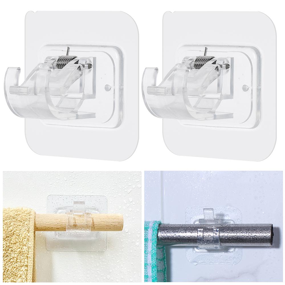 Bathroom Holder Powerful Free Punching Rod Hanging Clip Door Hanger Storage Rack Curtain Rod Hook