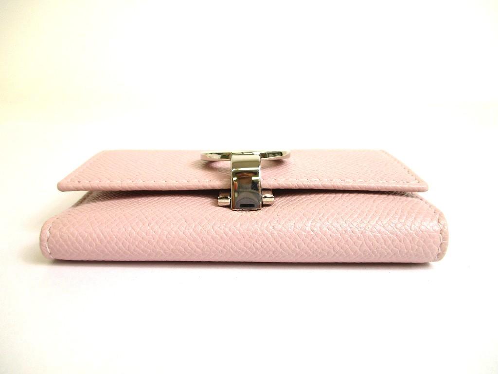 Authentic BVLGARI Light Pink Leather Logo Clip 6 Pics Key Chain #b031  Open Box