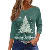 Dámský vánoční potisk s 3/4 rukávem do O-neck