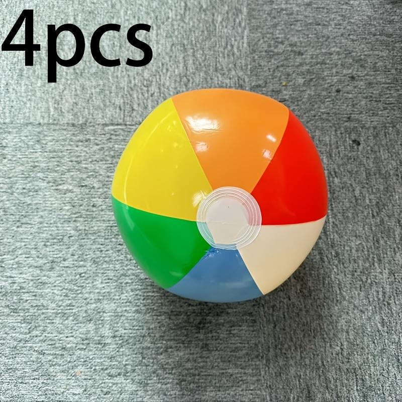

4pcs Styles Inflatable Six Color Beach Ball, Outdoor Beach Game Rainbow Beach Ball, PVC Thick Portable Foldable Round Ball for Pool Six-color ball