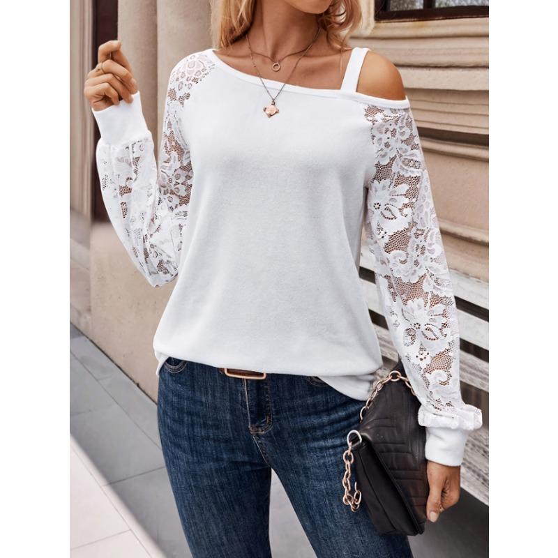 Women's Autumn/Winter Asymmetric Casual Lace Top