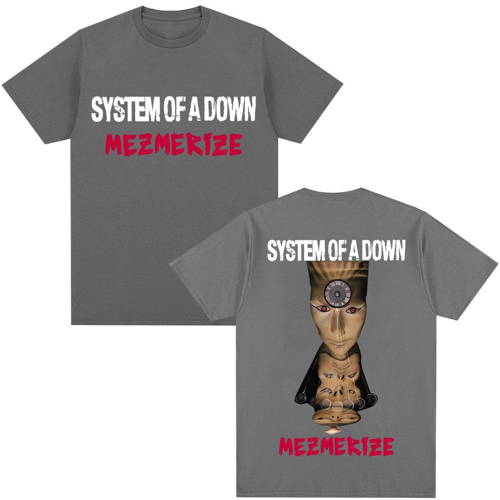 A Down Mezmerize Music Album T-shirt From The Rock Band System, Gothic Style 2025 Summer Pure Cotton 100% Printed Loose T-shirt