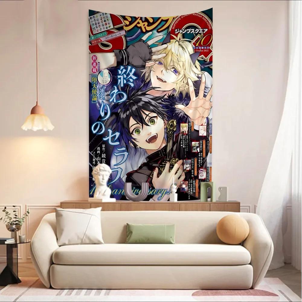 Anime Seraph of The End Printed Large Wall Tapestry Hanging Tarot Hippie Wall Rugs Dorm Home Decor