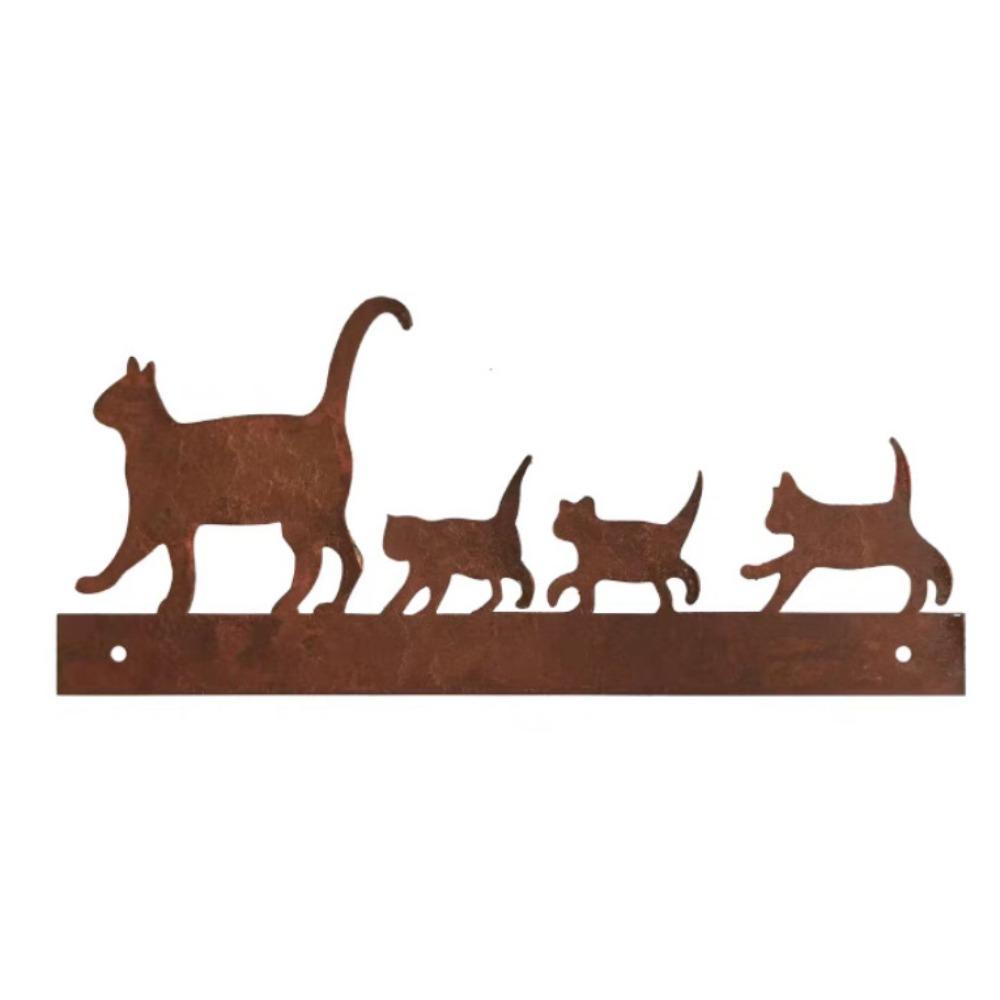

Iron Cat Family Hanging Creative Animals Figure Sculptures Crafts Wall Decoration Pendant Villa коричневый