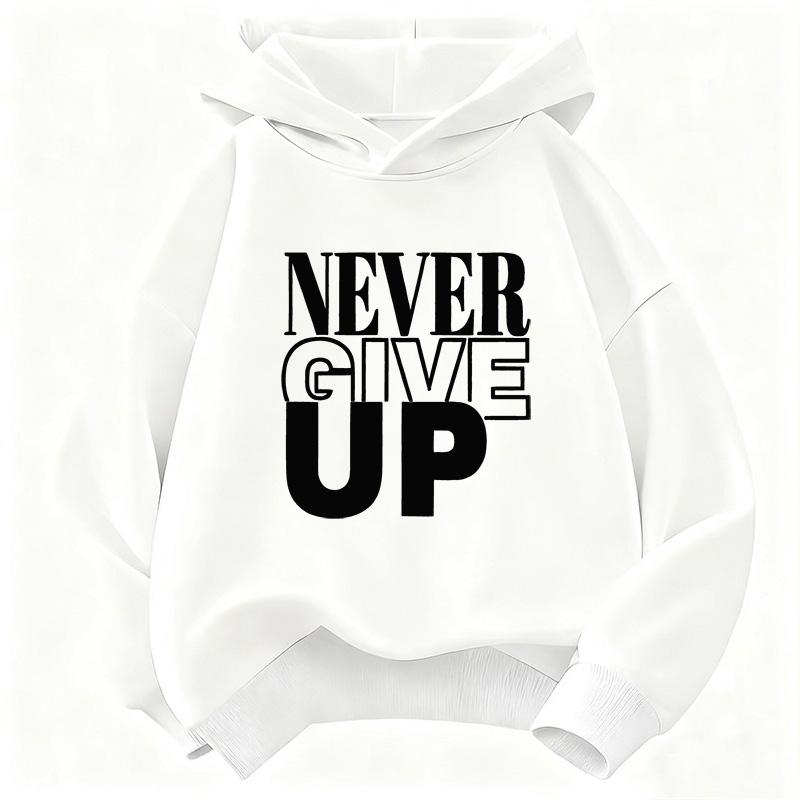 Nooit Opgeven Brief Print Hoodie Kinderen Lente Kinder Sweatshirt Hoody Casual Hoodies voor Jongens Meisjes Kleding