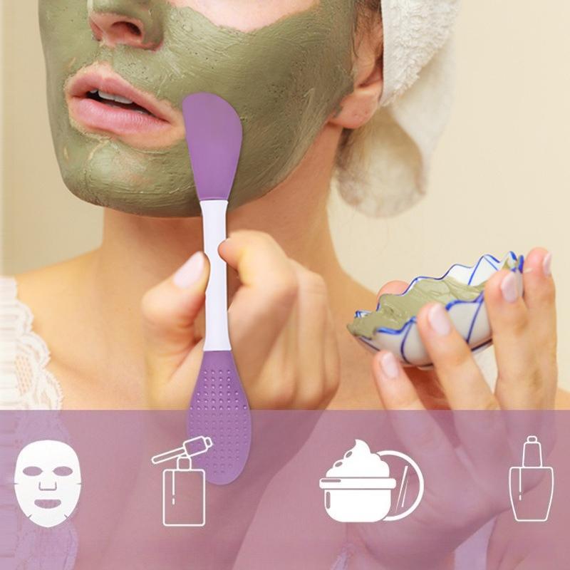 1PC Double Head Silicone Mask Brush Face Cleansing Massage Brush Mud Mask Applying Face Homemade Soft Film Tool Special Brush