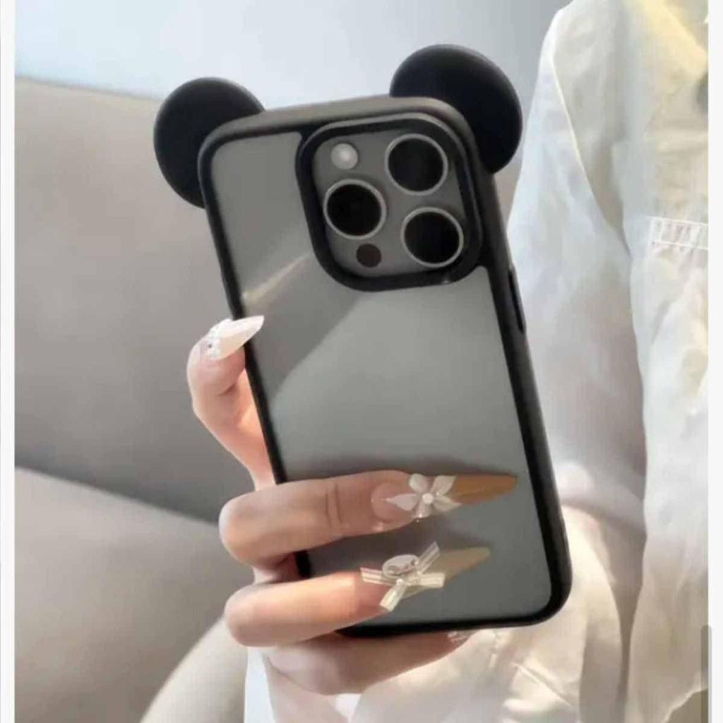 Roztomilý dívčí kryt na telefon s uchy Mickey Mouse pro Apple iPhone 12-17, Kompatibilní s 15 Pro Max