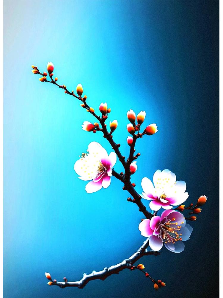 Diamond Painting Mosaic Flowers Rhine Blue Series One Plum Blossom 5D DIY Embroidery Cross Embroidery Home Decoration