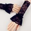 Women Short Arm Sleeves Lace Wrist Cuffs Bracelets Solid Black White Gloves Gothic Fingerless Gloves Bowknot  Glove