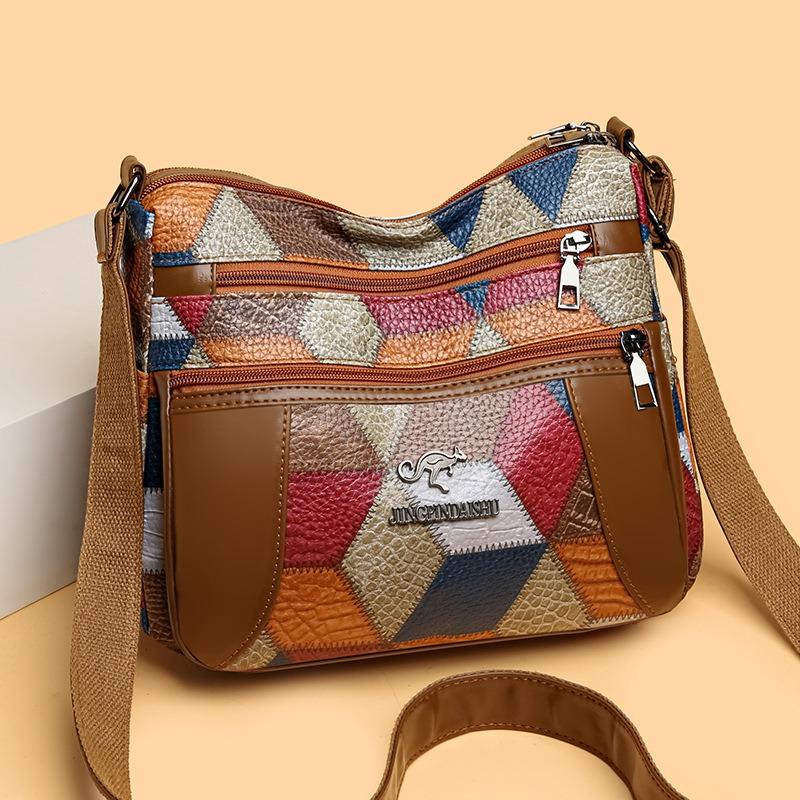 Retro Ein-Schulter Umhänge-Muttertasche, neue kontrastfarbene mittelgroße und alte großvolumige Flow-Damentasche