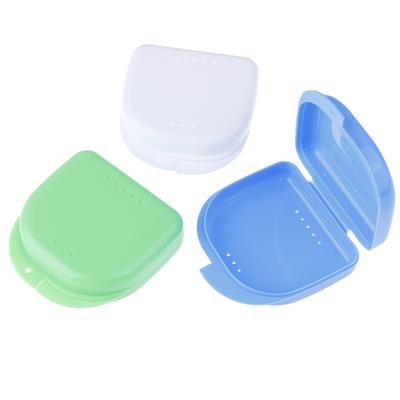 1 Peça Caixa com Furo para Banho de Dentadura Recipiente de Armazenamento para Aparelho de Dentes Postiços Dentadura Novo
