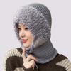 Winter women's outdoor cycling warm scarf mask integrated hat cold protection ear protection thickened plush windproof one-piece