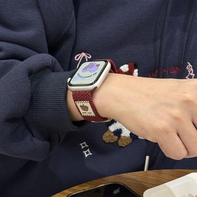 For Apple Apple Watch 10 Watch With Hat Bear Iwatch 9876Se Nylon Braid Magnet