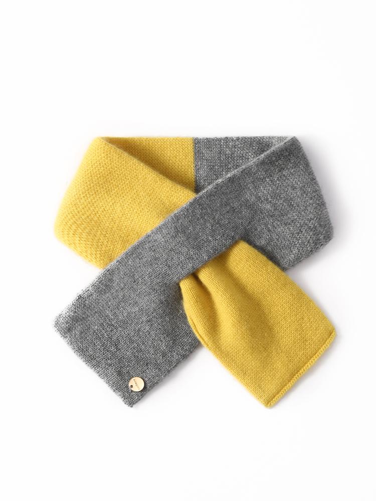 Women Pure Cashmere 2-color Combination Knit Bowknot Small Scarf Neckerchief Neck Warmer Ring Collar Female Boutique Small Accs