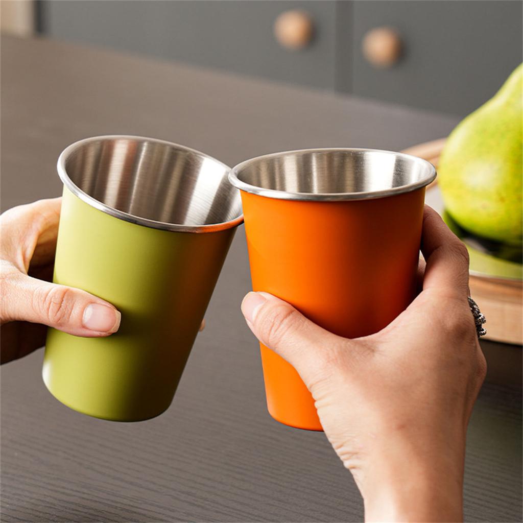 4pcs Stackable Camping Water Cup 350ml Teas Coffees Milk Beer Mug Stainless Steels Drinking Cups Outdoor Travel Cups