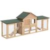 Small Animal Hutch with 2 Outdoor Enclosures Fir Wood Grey + Black