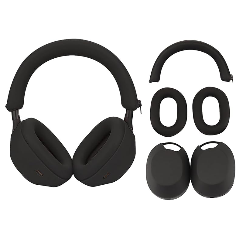 

umvowuxa 3 pack case accessories Sony For WH-1000XM5 - Soft silicone ear pads, headband & ear covers (black)