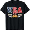 1980 and 2026 Hockey Vintage USA Crossed Sticks Patriotic T-Shirt