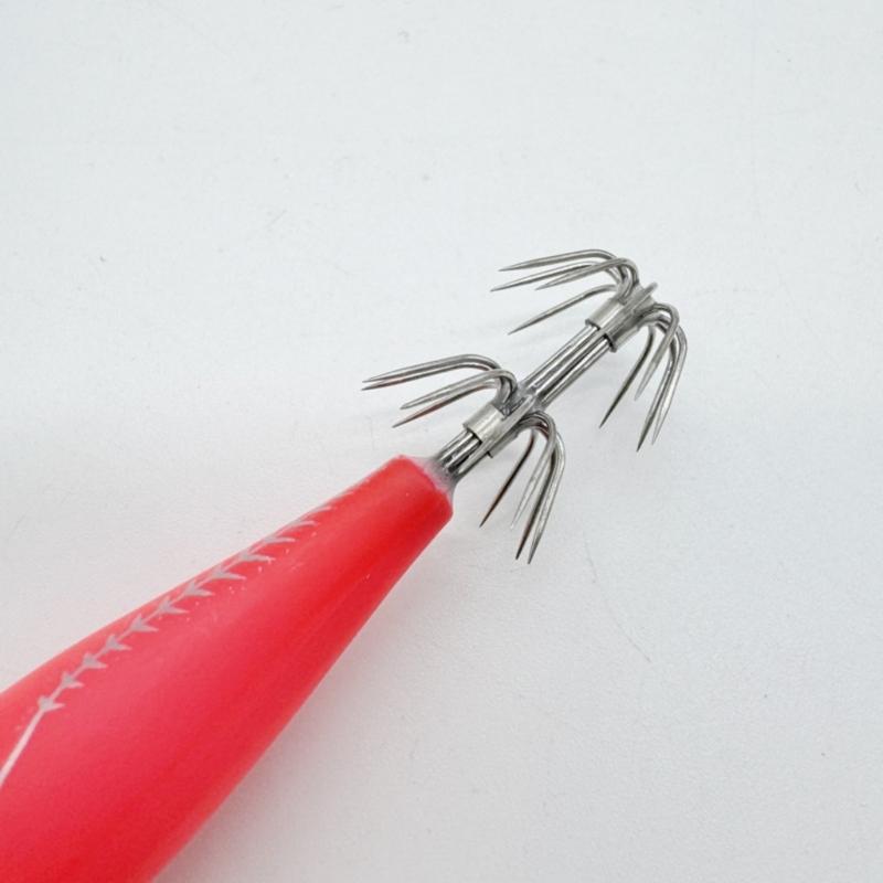 5Pcs 8cm Glow Squid Jigs Shrimp Lures Baits Squid Jigs Glow Jigs Hook for Freshwater Saltwater Fishing Artificial Baits