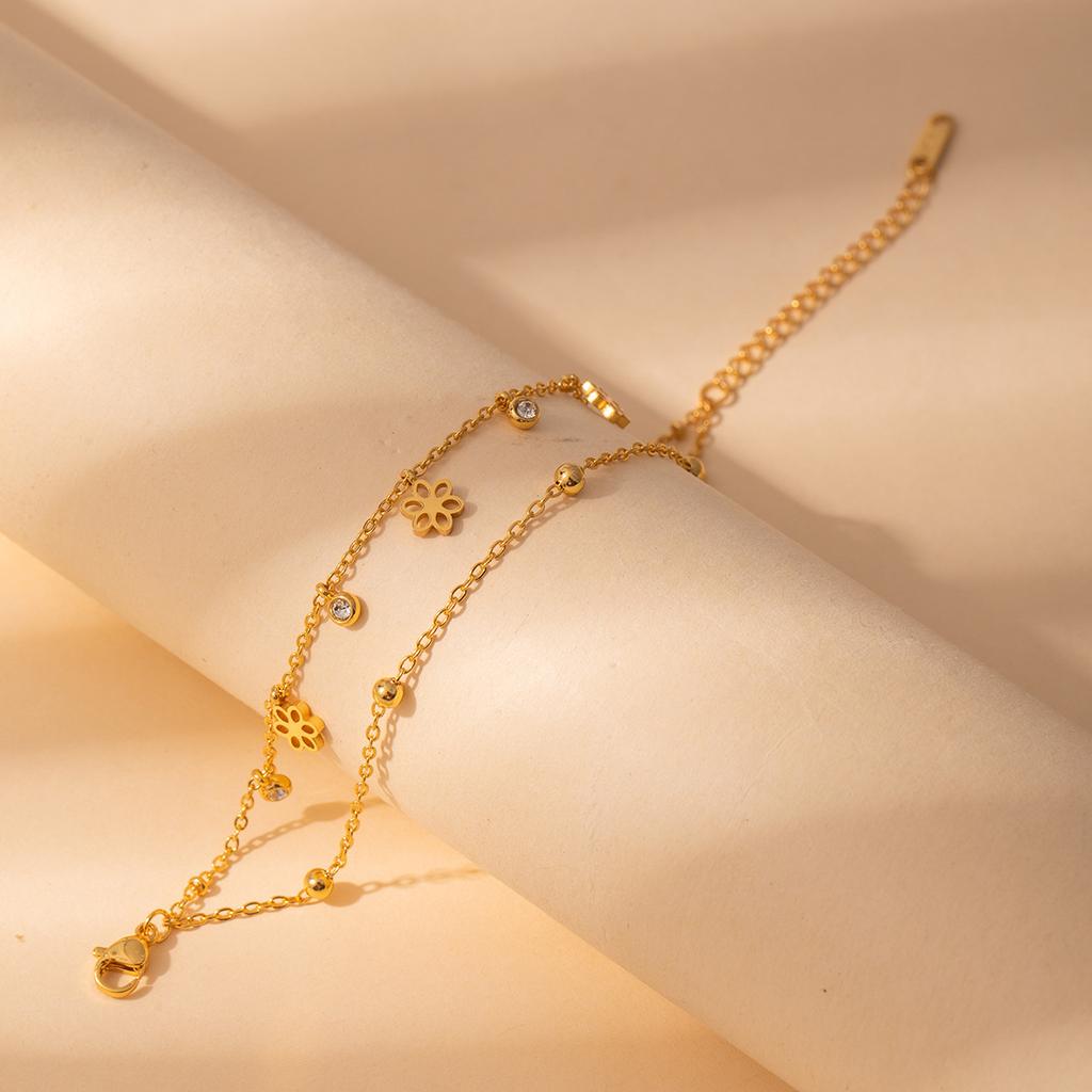 Light Luxury High-End Stainless Steel Diamond-Encrusted Bracelet, Moon Sun Love Geometry Does Not Fade Jewelry Women