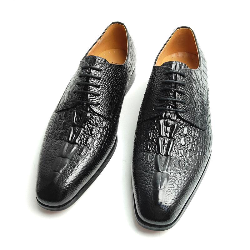 Fashion Fashionable Derby Shoes Crocodile Pattern Leather 2025 New Style Business Office Handcrafted Oxfords High Quality Dress Men Shoe