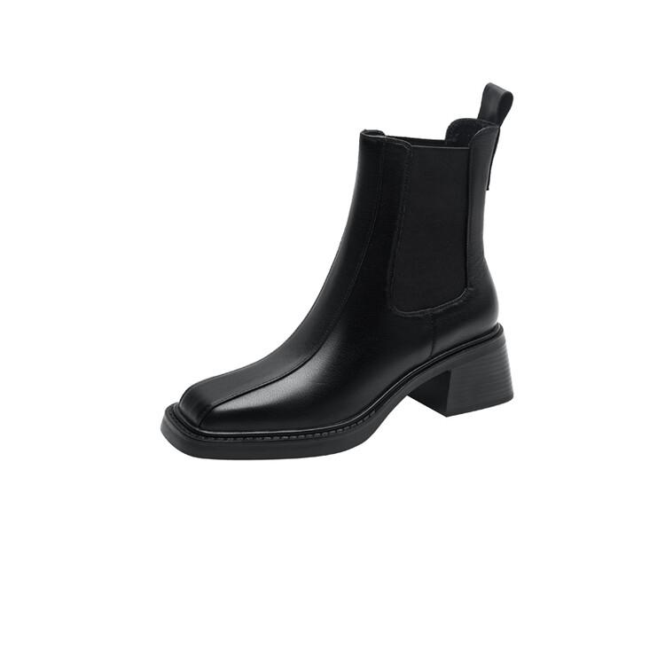 Fashion New Autumn Winter Genuine Leather Women Boot Fashion Boots Square Toe Chunky Heels Boots for Women High Heels Zapatos Mujer