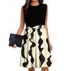 Women's Fashion Casual Lace-up Sleeveless Round Neck Splicing Short Dress