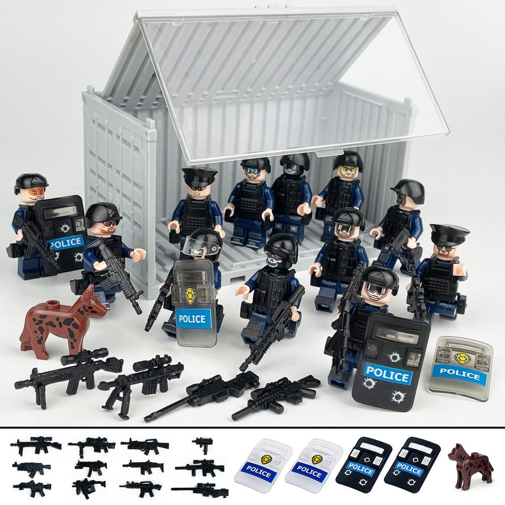Behälterverpackung H-17 Swat Meigao Kleinteilige Militärpuppe Kinder-Bausatz Bausteinspielzeug