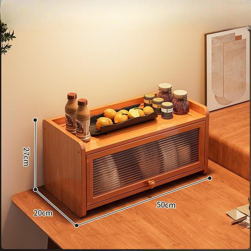 Armário de Armazenamento de Cozinha com Portas Decorativas em Rattan Sintético, Mini Armário de Armazenamento de Bancada de Bambu com Prateleira Organizadora com Porta Basculante, 1 peça