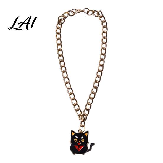Halloween Themed Pet Accessories Chain Collar Metal Cat Collar with Witch Ghost Strong Necklace Pendant Festive Pumpkin Skull Charm for Cats