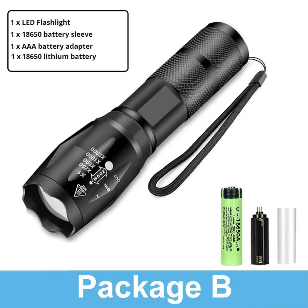Powerful Led flashlight Ultra Bright Torch Camping Light 5 Switch Mode Waterproof Zoomable Bicycle Light Use 18650 Battery