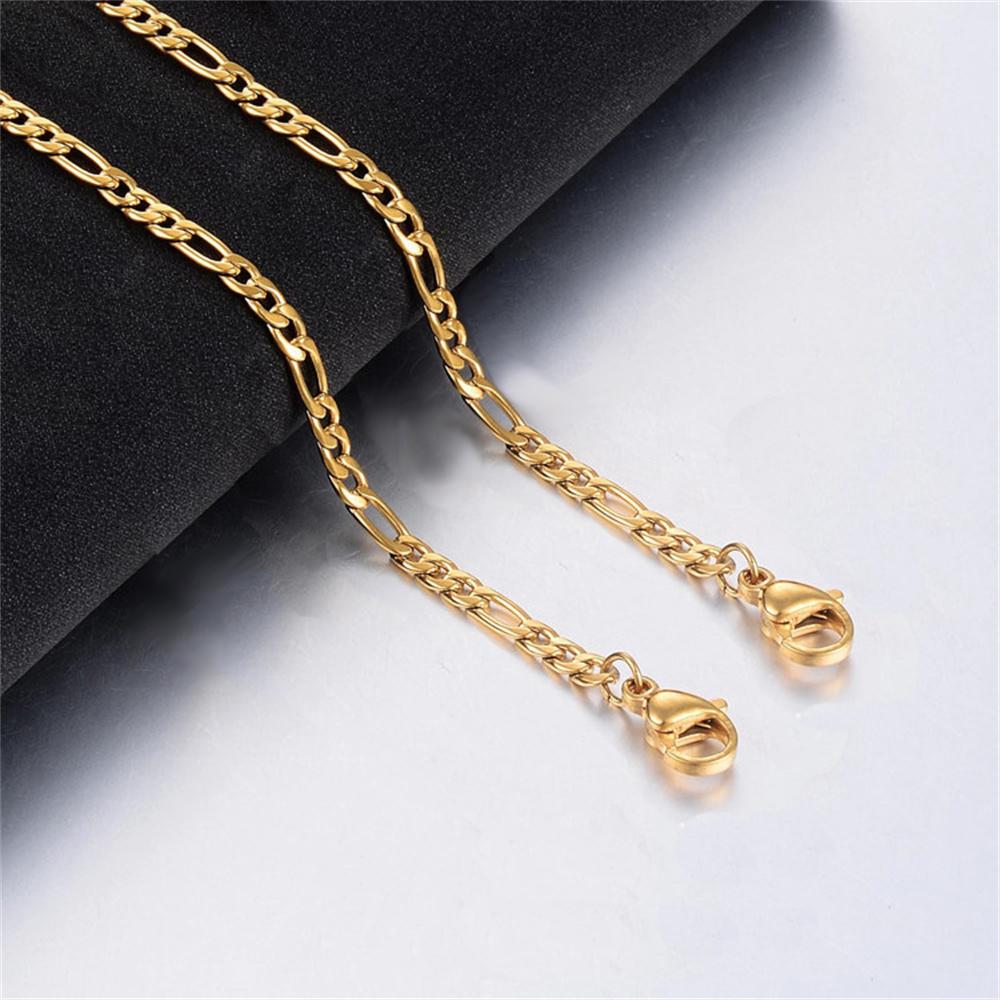 Punk Mode Figaro Gliederketten 4mm Gold Silber Farbe Edelstahl Kette Halsketten Für Männer Frauen Vintage Schmuck Geschenk XL300-4