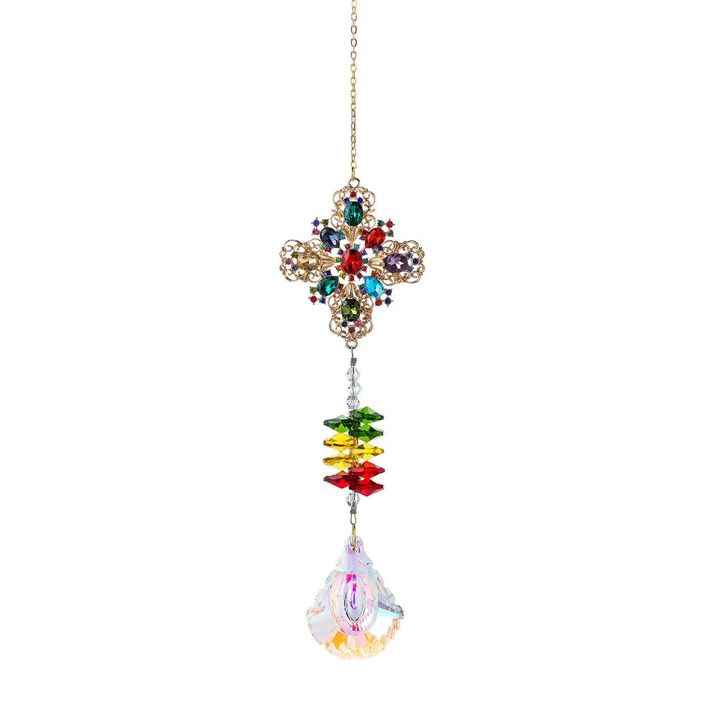 Colorful Crystal Suncatcher Hanging Rainbow Maker Prism Sun Catcher Ornament For Garden Window Outdoor Home Decor Chakra Pendant