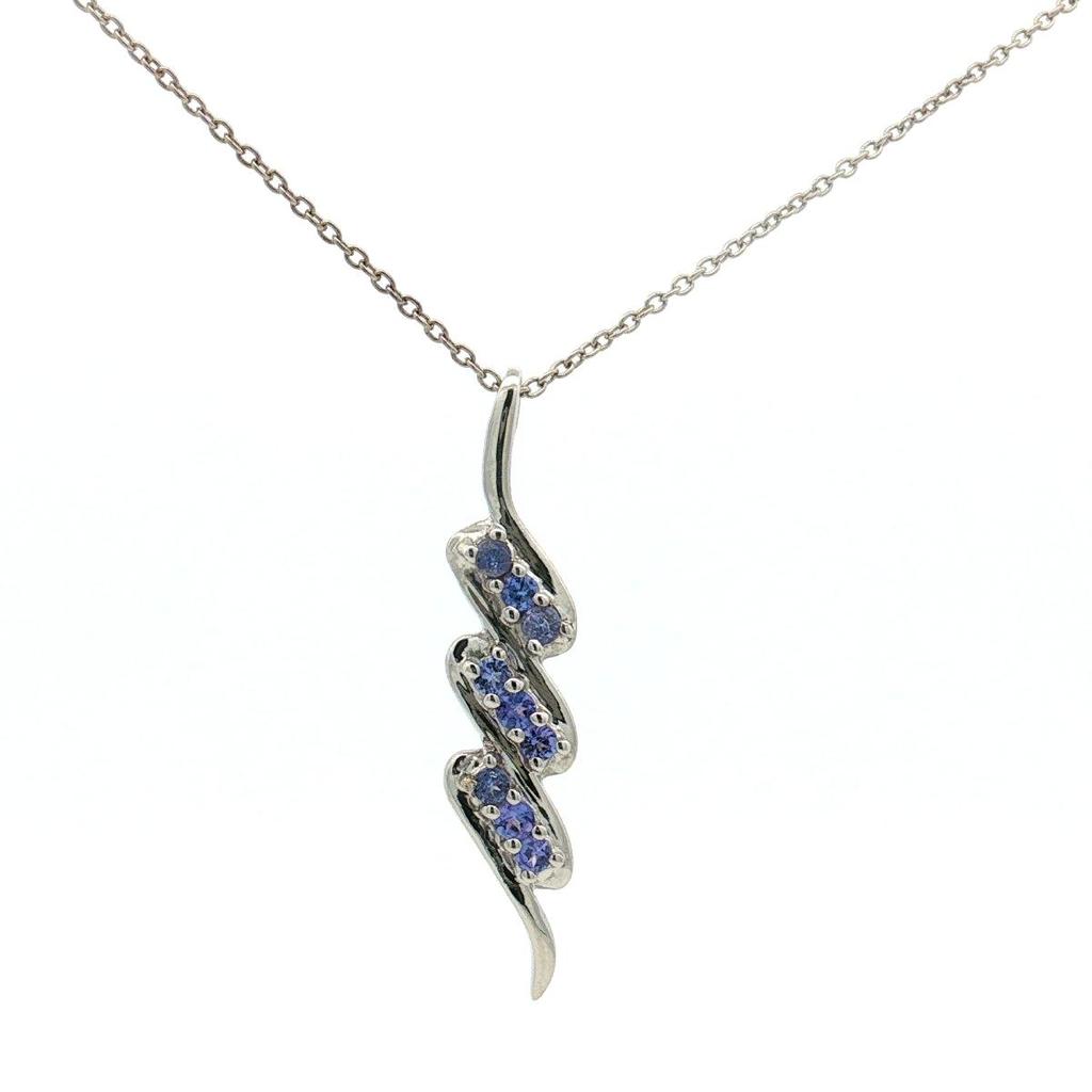 Tanzanite AA Round Pendant Necklace 925 Sterling Silver Rhodium Plated Nine Stone Pendant with Chain Gift for Women