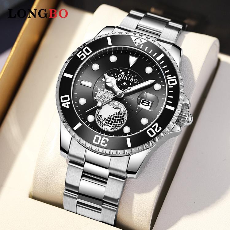 Longbo Men's Waterproof Luminous Steel Band Business Casual Watch