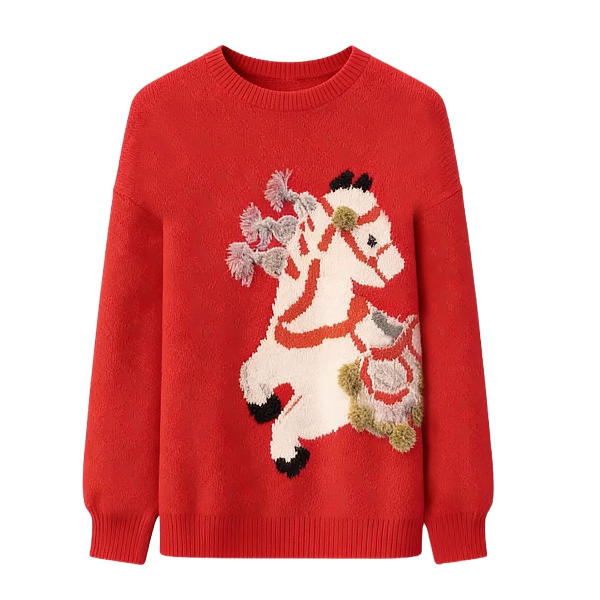 

In Stock: Hugyourski Korean Style Cable Knit Vintage Midi Sweater Dress for Women Extra Large червоний