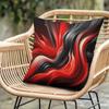 Abstract Art Pillowcase Red Black Fluid Painting Cushion Cover Modern Wavy Throw Pillow Contemporary HomeDecor LivingRoom Accent