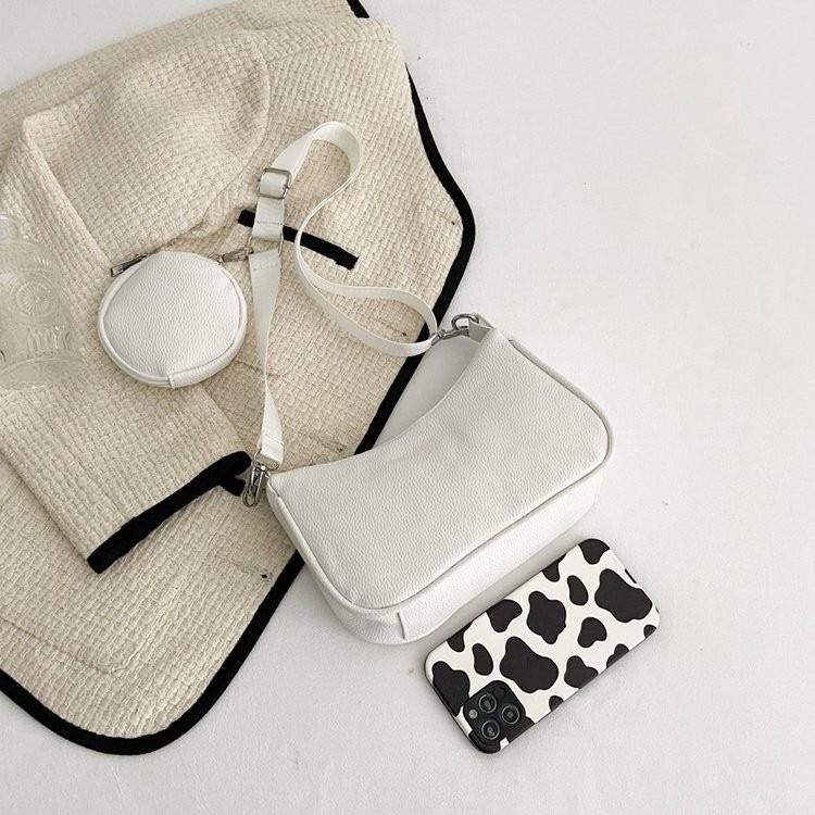 Fashionable 2021 Women s Underarm Bag Soft Pu Leather With Zipper Closure