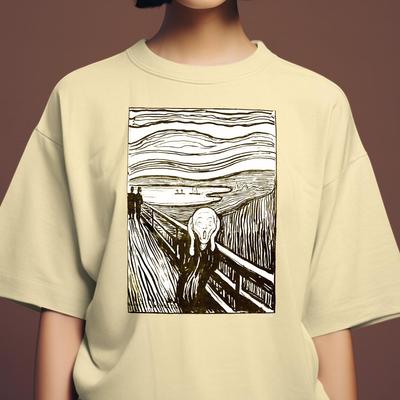 The Scream by Edvard Munch T Shirt, Original from 1895, Artistic Style Tee, Legendary Norwegian Painter, Great Masters T-shirt