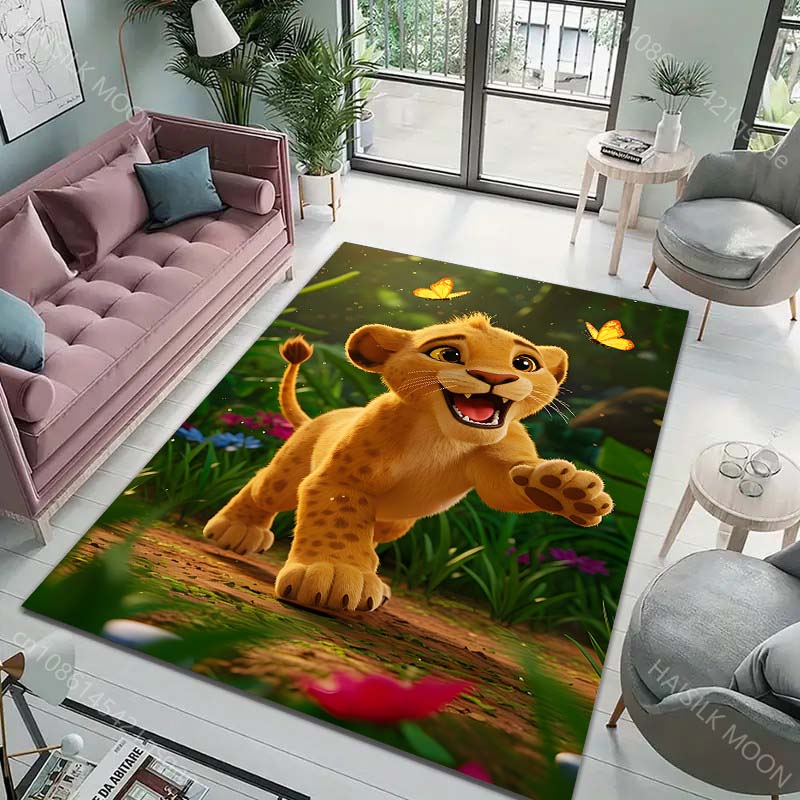 Lion Cub Playing Print Carpet for Living Room Bedroom Sofa Creative Doormat Home Decor Area Rugged Non-slip Mat Luxury Gift
