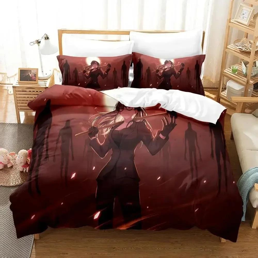 New Summer Time Rendering Bedding Set Cartoon Three-piece Set Adult Kid Bedroom Duvet Cover Sets 3D Kawaii Girls Twin Set