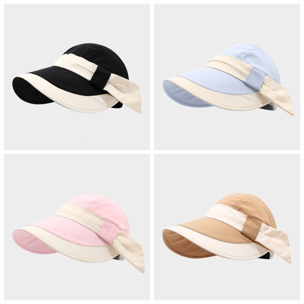 Breathable Wide Brim Sun Cap Polyester Sunscreen Empty Top Hat Women Sunshade Hat  Sport