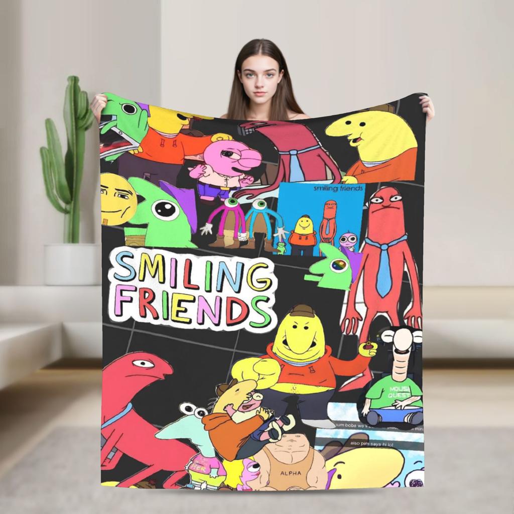 Smiling Friends Pim a Charlie Potisk Deky Pánské Dámské Super Měkké Útulné Přehozy do Obývacího Pokojí 50x60 Palců Více Velikostí