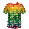 Card Puzzle T-shirt Multicolor Multishape 3D Printing T Shirts Round Neck Short Sleeves For