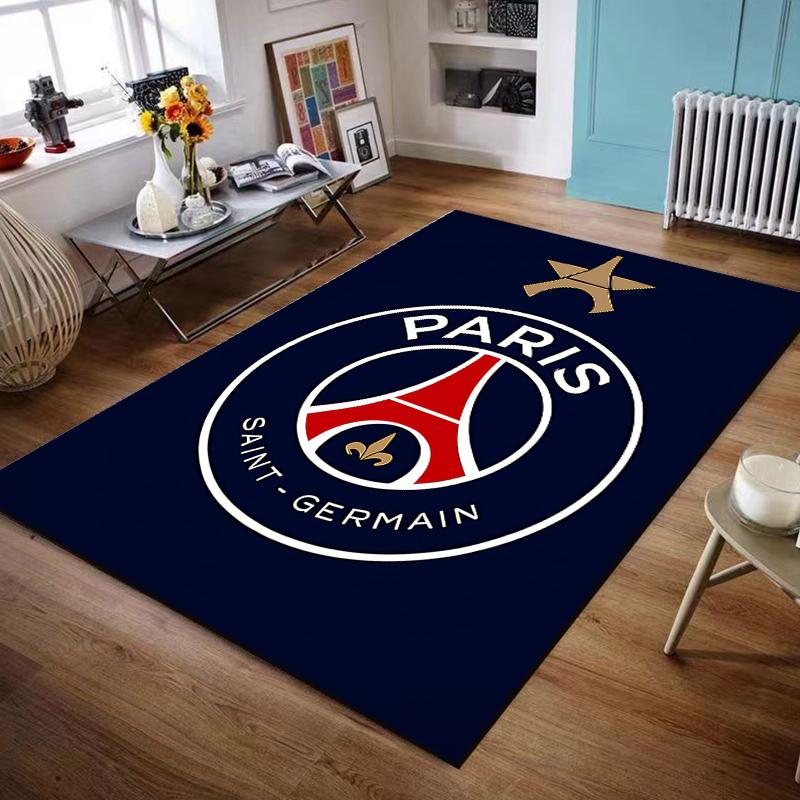 Carpet Paris Saint-Germain PSG Eiffel Tower Crest Navy Gold Star Edition Area Rug for Living Room Bedroom Office Sports Decor Gift for him