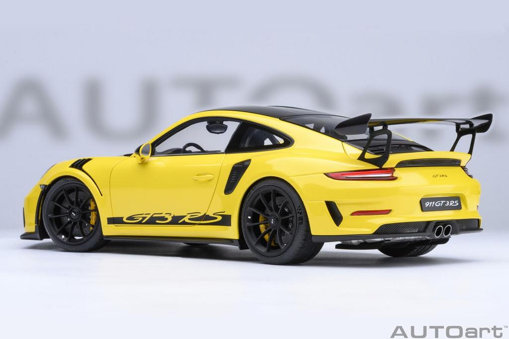 AUTOart Porsche 911 GT3 RS Weissach Package Finished Model 78178 1/18 (991.2) (Yellow/Carbon Black)