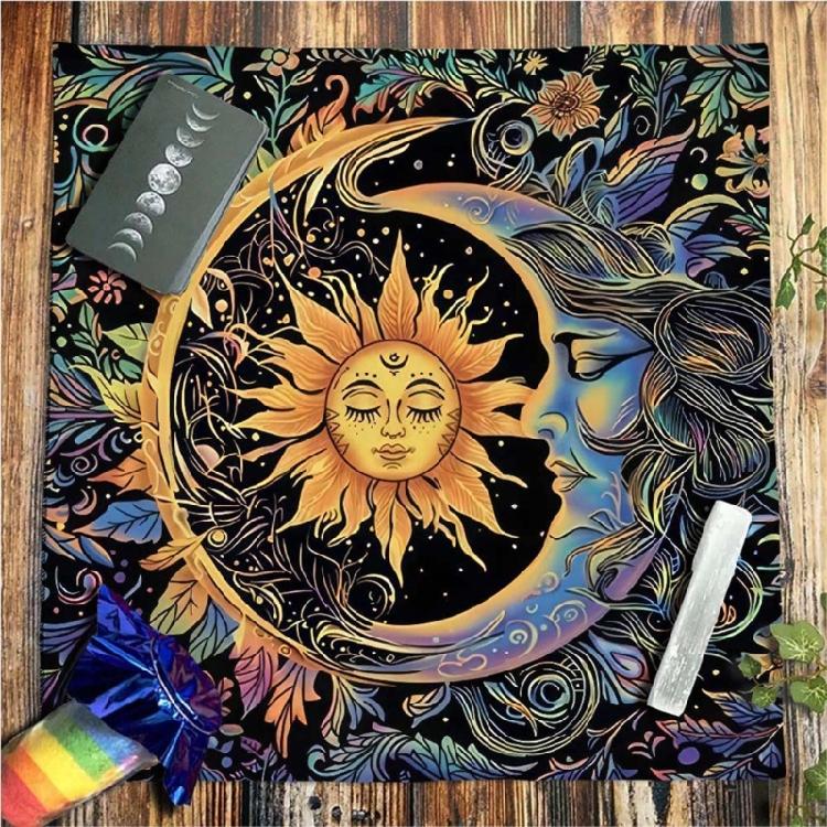 Moons and Sun Tarots Tablecloth Astrologys Witchcrafts Deck Cloth Wall Decoration