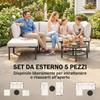 Garden Set 5 Pieces, Modular L Rattan with Cushions, Khaki Color