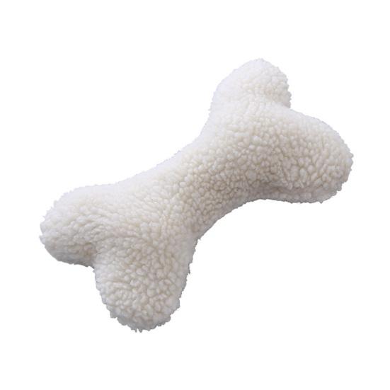 Plush Squeaky Bone Dog Toy Soft Lamb Wool Chewing Toy with Built-In Sound Washable белый